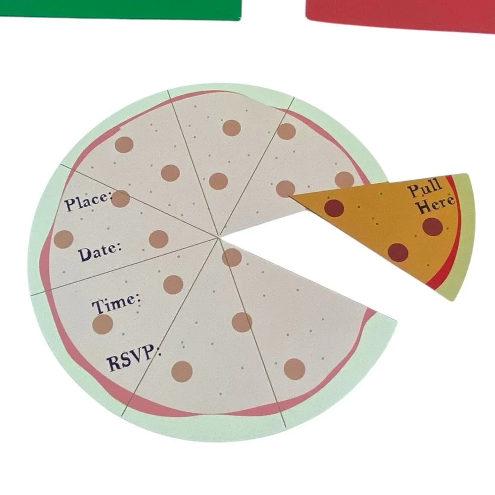 VTG Pizza Slice Party Invitations Keith Vallone Glitterwrap Birthday 12‎ Ct Y2K